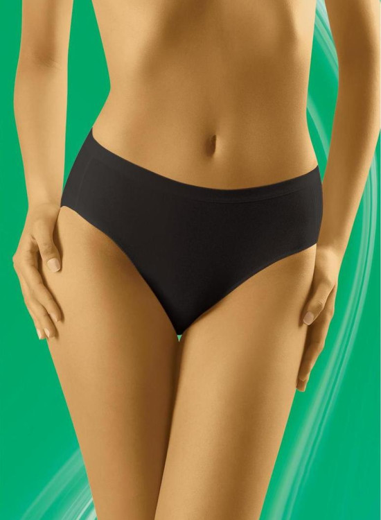 Гладки памучни бикини с висока талия в черно Comforta