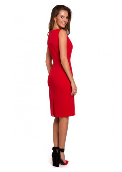 K004 Pencil dress with a v-neck - red