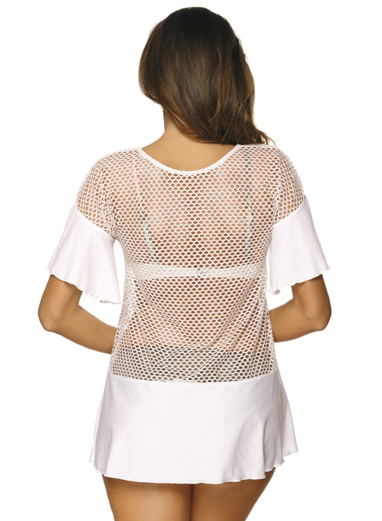 Плажна туника в бяло Claire M-460-1-Плажни туники-LadyStyle.bg Плажна туника в бяло Claire M-460-1-Плажни туники-LadyStyle.bg