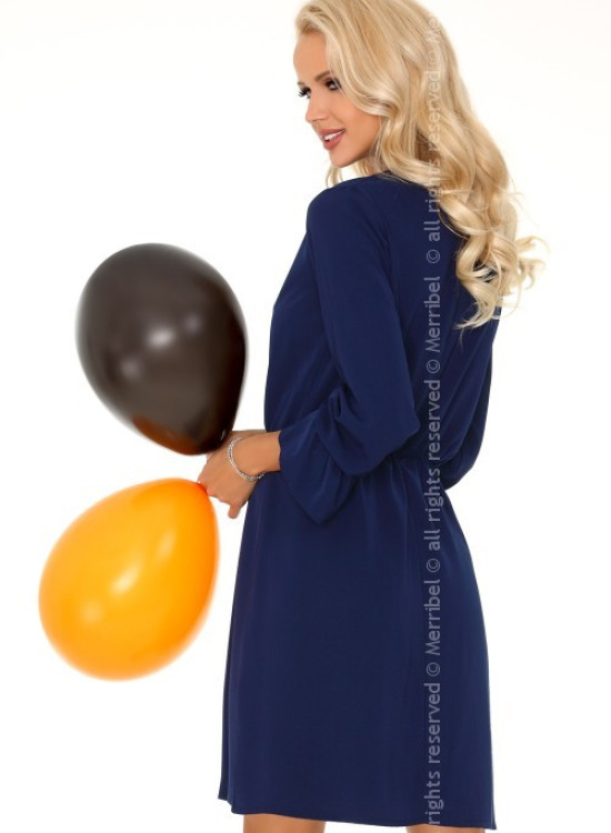 Елегантна мини рокля в тъмносин цвят Aniali-Къси рокли-LadyStyle.bg