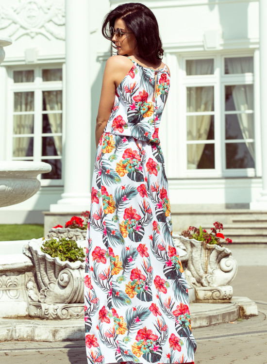 Дълга рокля с десен на цветя 191-4-Дълги рокли-LadyStyle.bg