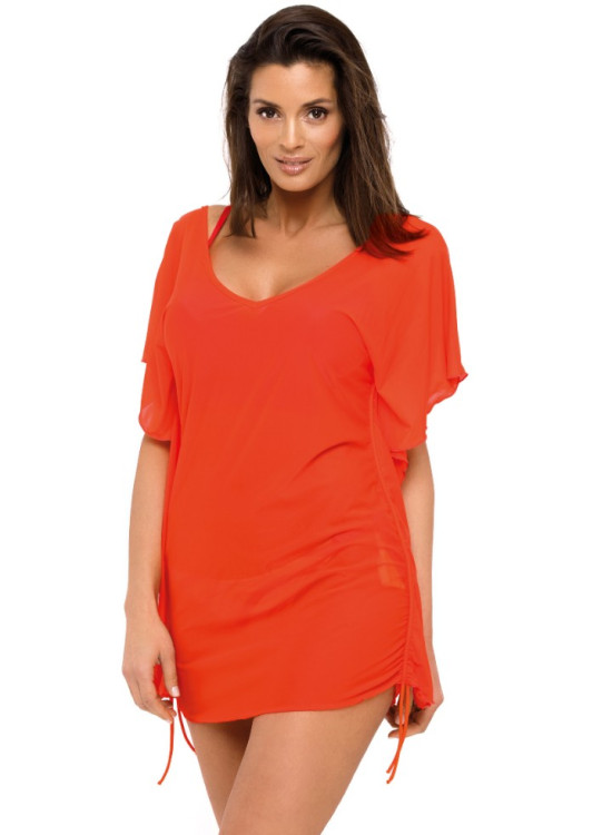 Плажна туника в оранжев цвят Kaya M-516-2-Плажни туники-LadyStyle.bg