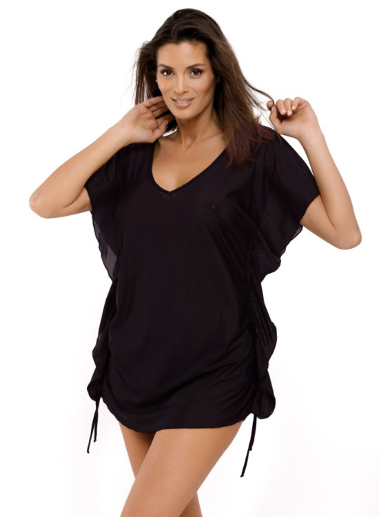 Плажна туника в черен цвят Kaya M-516-10-Плажни туники-LadyStyle.bg Плажна туника в черен цвят Kaya M-516-10-Плажни туники-LadyStyle.bg