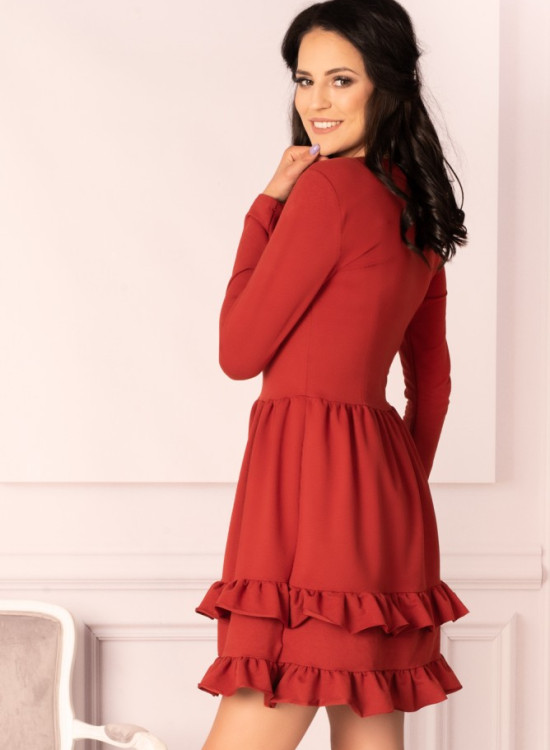 Мини рокля във червен цвят Madelana-Къси рокли-LadyStyle.bg Мини рокля във червен цвят Madelana-Къси рокли-LadyStyle.bg