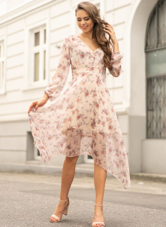 Асиметрична рокля на цветя Magiana-Миди рокли-LadyStyle.bg Асиметрична рокля на цветя Magiana-Миди рокли-LadyStyle.bg