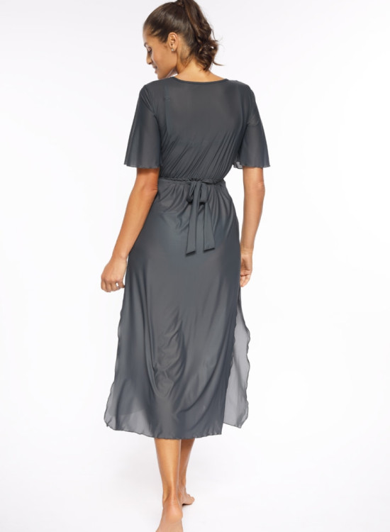 Дълга плажна туника в сив цвят Hilda M-568-3-Плажни туники-LadyStyle.bg Дълга плажна туника в сив цвят Hilda M-568-3-Плажни туники-LadyStyle.bg