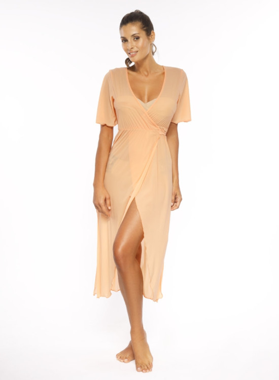 Дълга плажна туника в бежов цвят Hilda M-568-8-Плажни туники-LadyStyle.bg Дълга плажна туника в бежов цвят Hilda M-568-8-Плажни туники-LadyStyle.bg