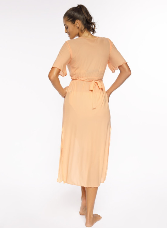 Дълга плажна туника в бежов цвят Hilda M-568-8-Плажни туники-LadyStyle.bg Дълга плажна туника в бежов цвят Hilda M-568-8-Плажни туники-LadyStyle.bg