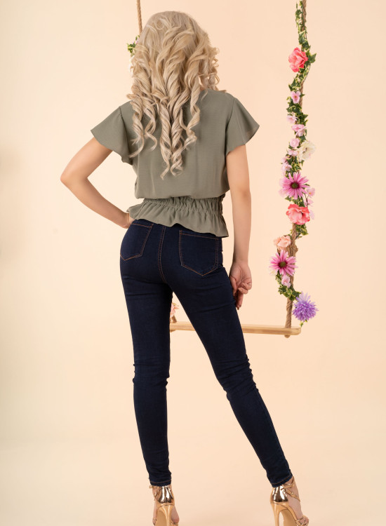 Дамска блуза с къс ръкав в цвят каки Etiar-Блузи / Топове-LadyStyle.bg Дамска блуза с къс ръкав в цвят каки Etiar-Блузи / Топове-LadyStyle.bg