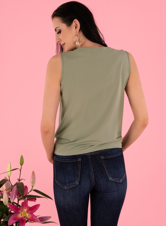 Блуза без ръкави в цвят каки Nenaria-Блузи / Топове-LadyStyle.bg Блуза без ръкави в цвят каки Nenaria-Блузи / Топове-LadyStyle.bg