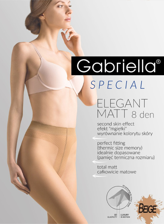 Матов чорапогащник в бежов цвят Elegant Matt 8 DEN Beige-Чорапогащи-LadyStyle.bg