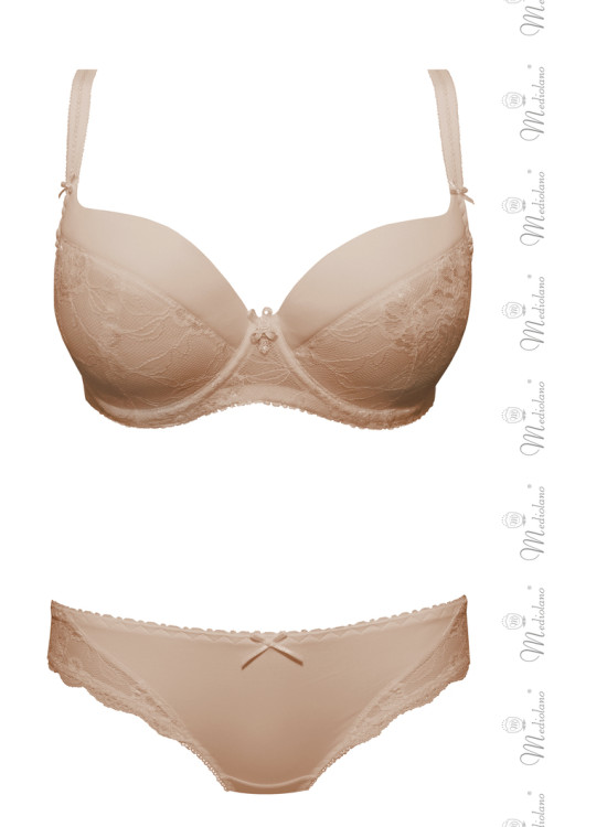 Бежов сутиен с подплатени чашки Camila 01002-Големи размери-LadyStyle.bg