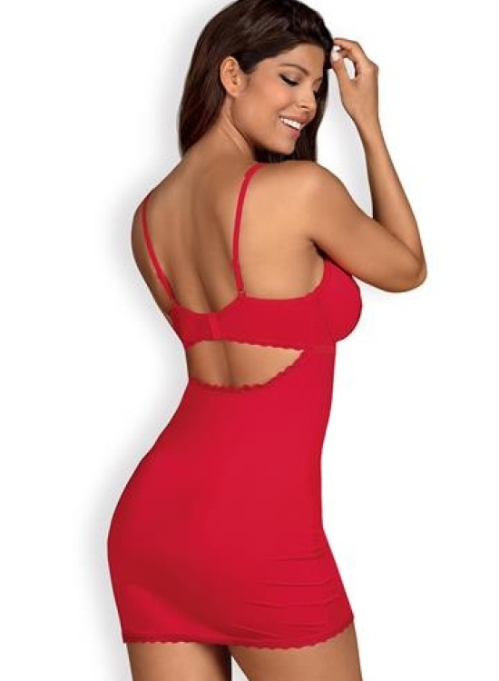 Червена нощница с прашки Jolierose-Нощници-LadyStyle.bg