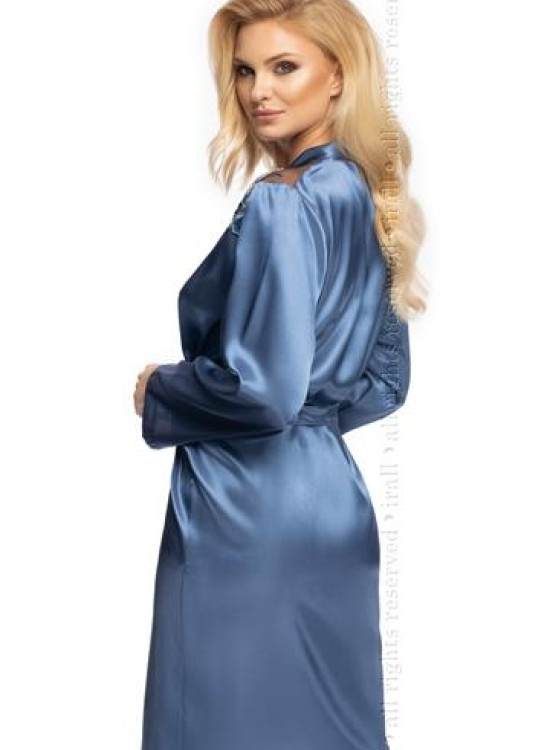 Елегантен сатенен халат в син цвят Elodie-Секси Халати-LadyStyle.bg Елегантен сатенен халат в син цвят Elodie-Секси Халати-LadyStyle.bg