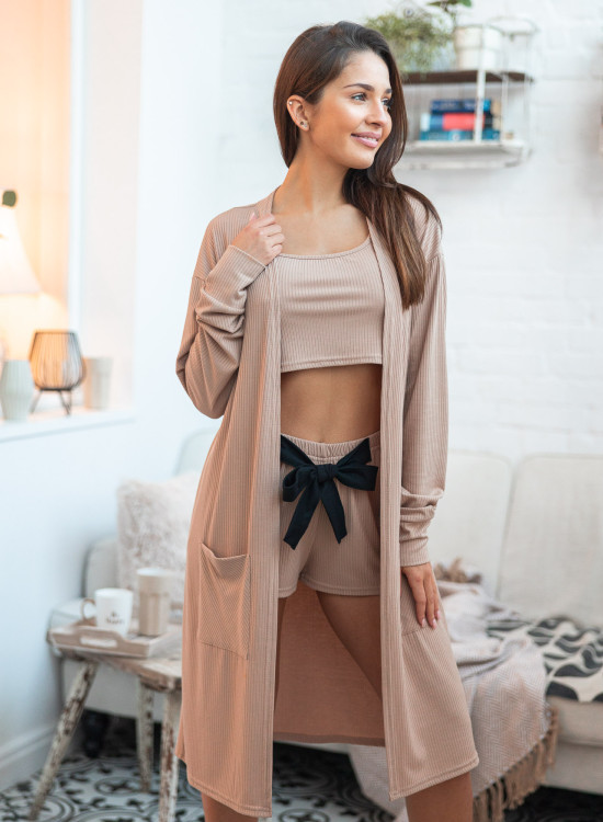 Халат Laida в бежов цвят-Халати-LadyStyle.bg