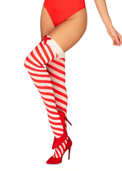 Коледни чорапи на червени и бели ивици Kissmas 