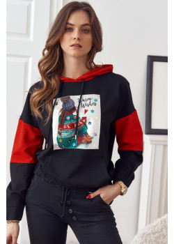 Дамски суичър в черен цвят FI590