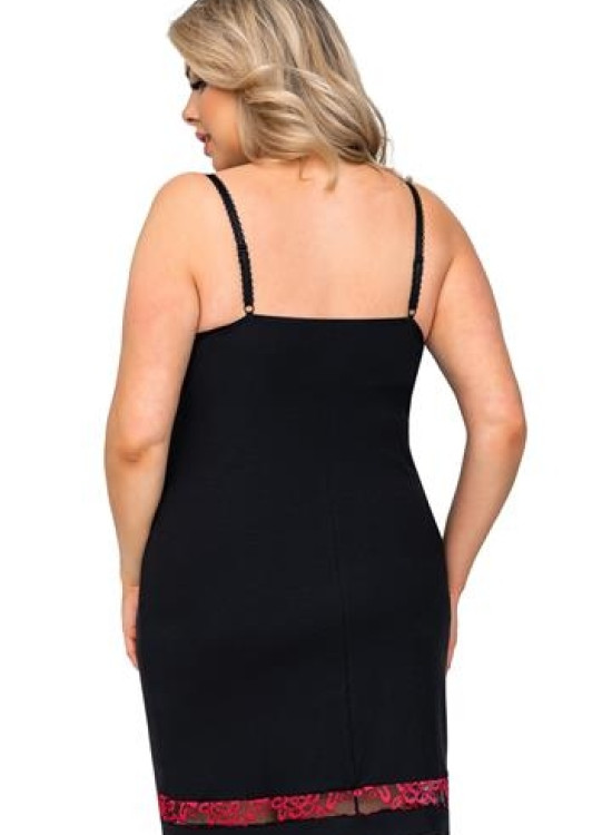 Макси нощница с тънки презрамки в черен цвят Alexia-Нощници-LadyStyle.bg