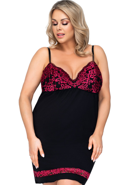 Макси нощница с тънки презрамки в черен цвят Alexia-Нощници-LadyStyle.bg
