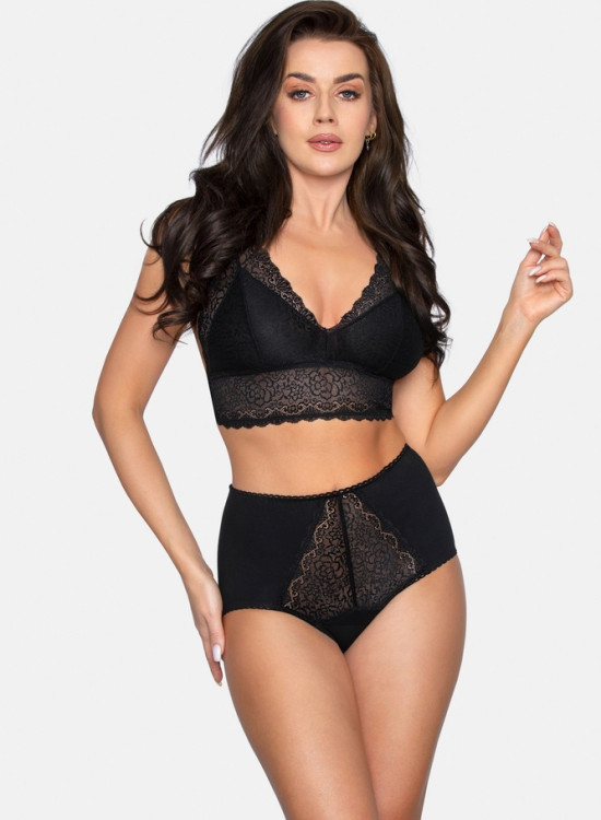 Памучни бикини с висока талия в черен цвят BBL185 