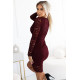 Елегантна дантелена рокля в цвят тъмно бордо 170-14