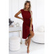 Елегантна миди рокля с къс ръкав в бордо 311-15