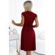 Елегантна миди рокля с къс ръкав в бордо 311-15