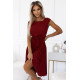 Елегантна миди рокля с къс ръкав в бордо 311-15