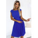 Елегантна миди рокля с къс ръкав в турско синьо 311-16
