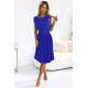 Елегантна миди рокля с къс ръкав в турско синьо 311-16