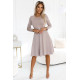 Ежедневна разкроена рокля в бежов цвят 567-1