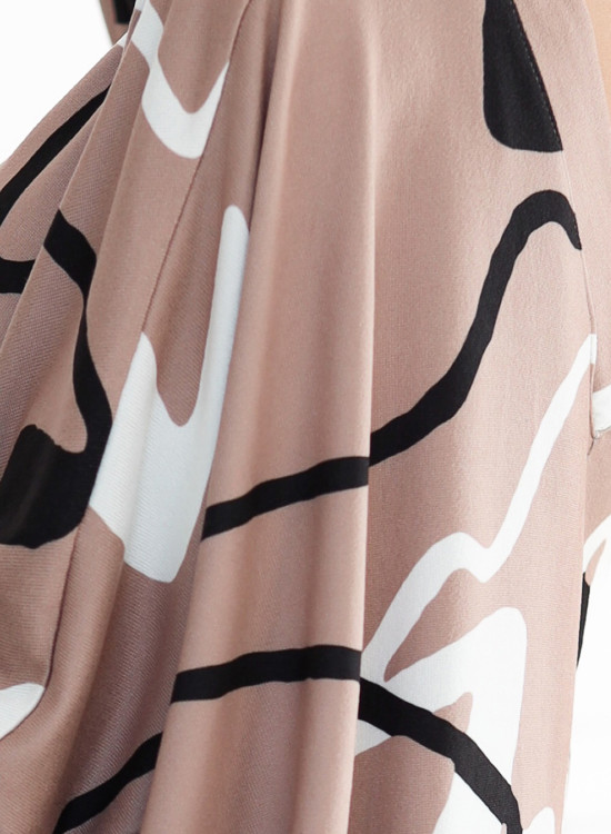 Широка рокля с дълги ръкави в бежов цвят 402-8