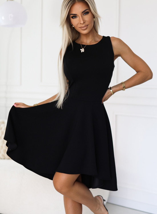 Елегантна асиметрична рокля в черен цвят 575-1