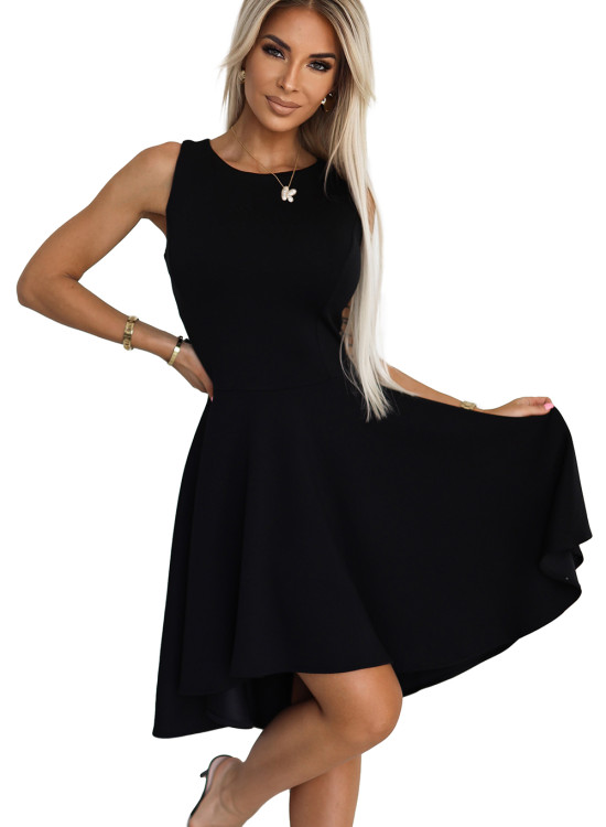 Елегантна асиметрична рокля в черен цвят 575-1