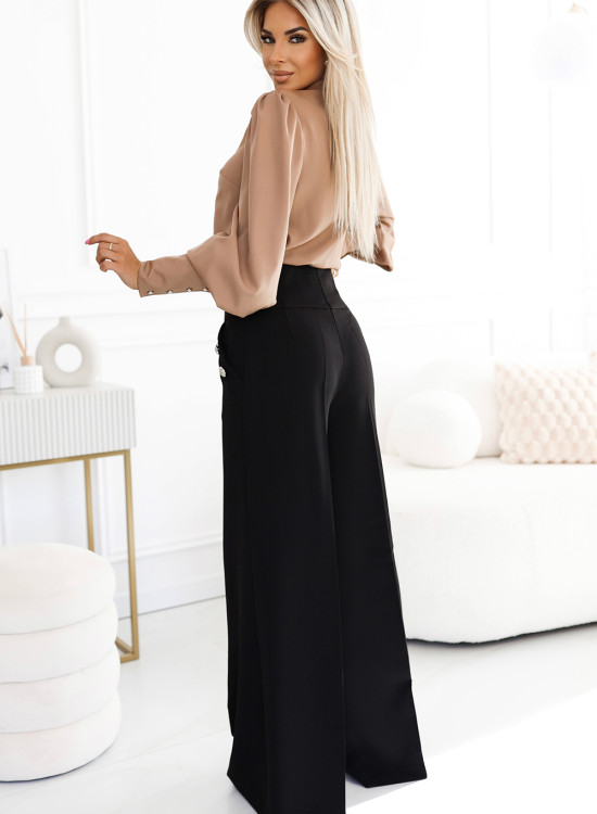 Елегантна блуза с панделка в бежово 578-1