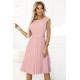 Елегантна миди рокля с къс ръкав в цвят пудра 311-19