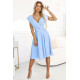 Разкроена миди рокля в светлосин цвят 348-12