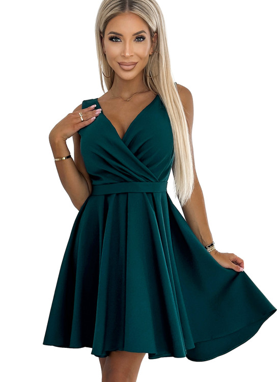 Официална рокля без ръкав в тъмнозелен цвят 478-3