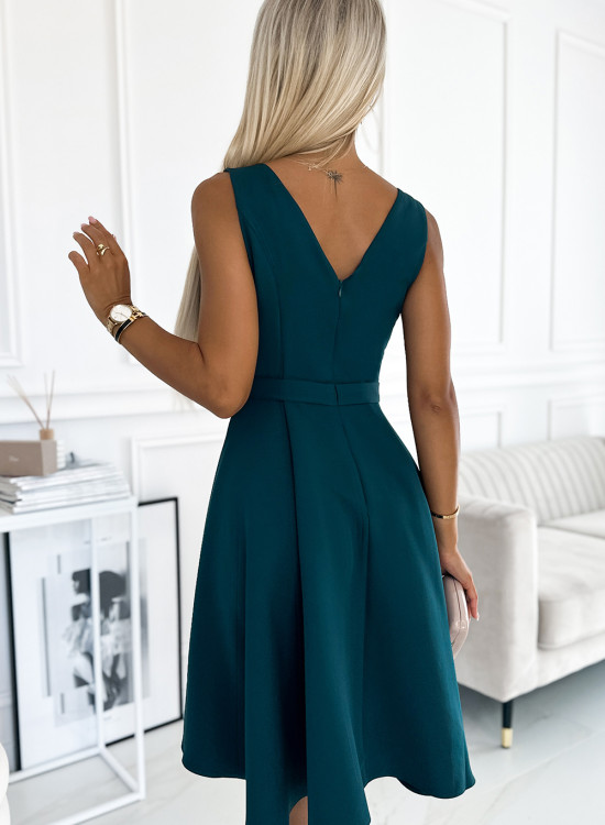 Официална рокля без ръкав в тъмнозелен цвят 478-3