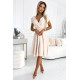 Разкроена миди рокля в бежов цвят 348-7