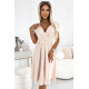 Разкроена миди рокля в бежов цвят 348-7