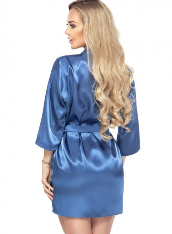 Aria сатенен халат, син цвят