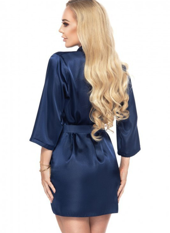 Aria сатенен халат, тъмносин цвят