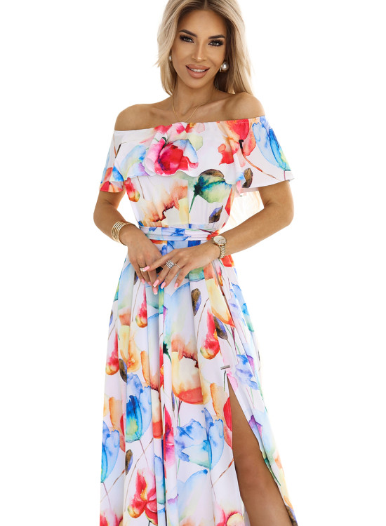 Елегантна рокля с флорални мотиви 194-5