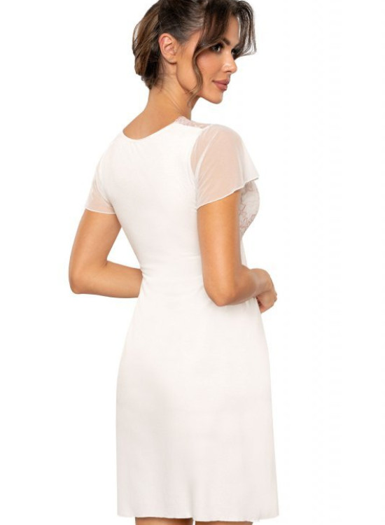 Perla нощница с къс ръкав в цвят екрю