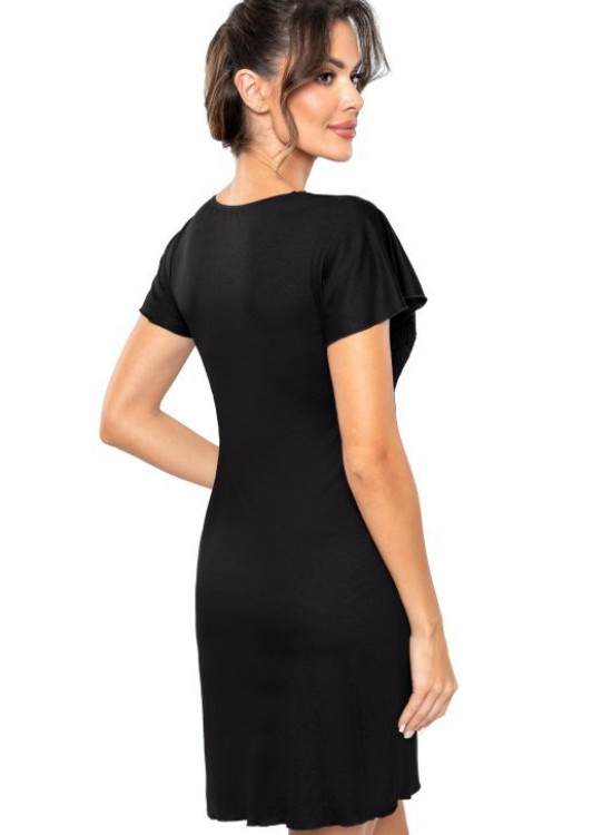 Luiza нощница с дантела в черен цвят