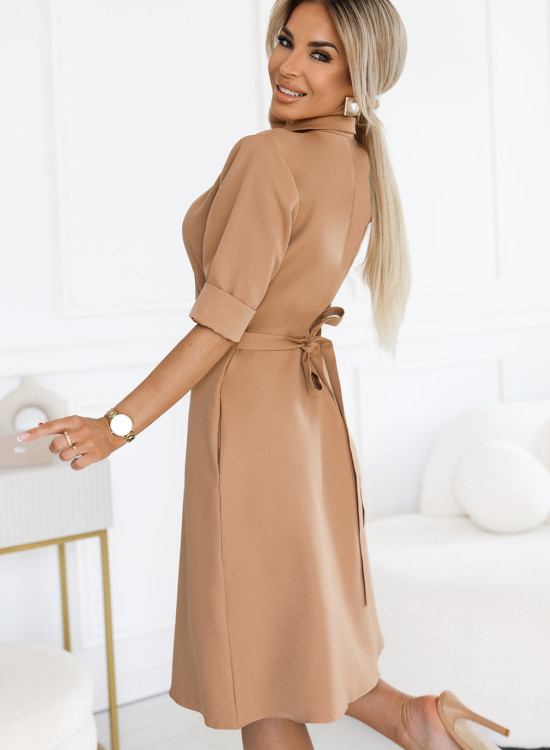 SANDY 286-8 Елегантна рокля в цвят мока