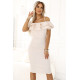 CARMEN 599-1 Елегантна миди рокля в бежов цвят