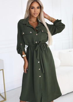 531-5 Рокля тип риза в цвят каки