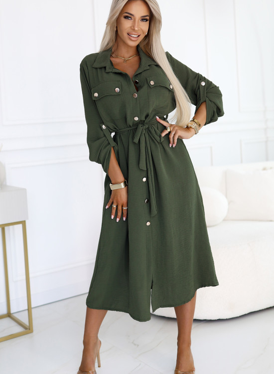 531-5 Рокля тип риза в цвят каки